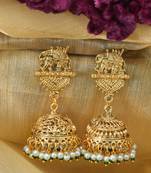 Elephant Motif Jhumki Earrings in Gold Plated for Festive Glamour