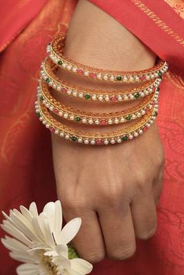 Pearl Studded Bangles Set - A Touch of Festive Glamour 2