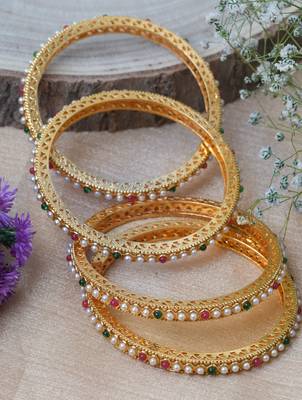 Pearl Studded Bangles Set - A Touch of Festive Glamour 5