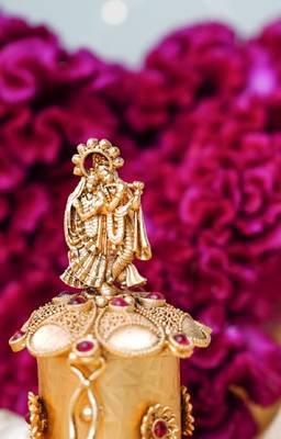 Gold Plated Traditional Radha-Krishna Kumkum Box 2