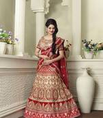 Cream Color Net Lehenga.