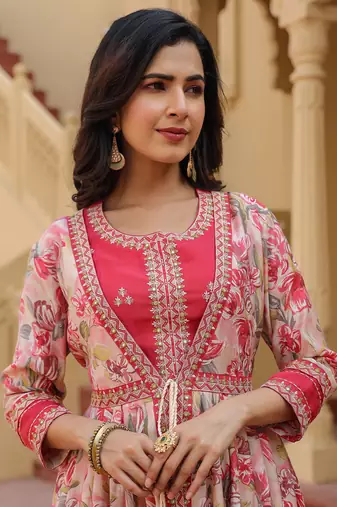  woman pink embroidered shrug crop top co ord set