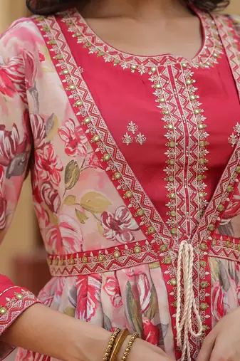  woman pink embroidered shrug crop top co ord set
