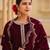 Yufta women dark maroon zari work velvet straight kurta palazzo dupatta set