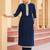 Yufta blue velvet kurta set with cotton lining and embroidery kurta trouser set