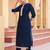 Yufta blue velvet kurta set with cotton lining and embroidery kurta trouser set