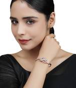 Designer Rosegold Plated Floral Design Pink American Diamond Bracelet