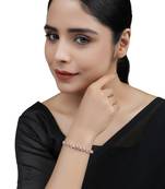 Charming American Diamond Rose Gold Plated Floral Design Openable Bracelet