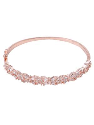 Charming American Diamond Rose Gold Plated Floral Design Openable Bracelet 3