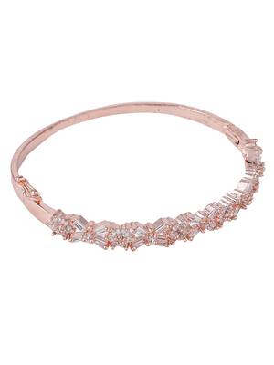 Charming American Diamond Rose Gold Plated Floral Design Openable Bracelet 4