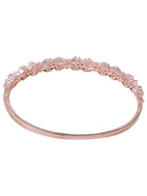 Charming American Diamond Rose Gold Plated Floral Design Openable Bracelet 5