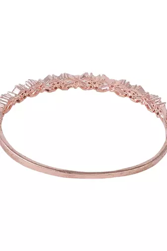 Charming American Diamond Rose Gold Plated Floral Design Openable Bracelet