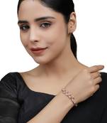 Trendy Gold Plated American Diamond Floral Pattern Stylish Bracelet