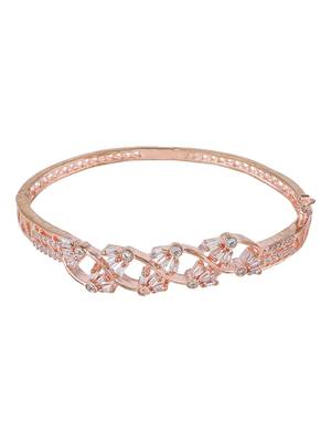 Trendy Gold Plated American Diamond Floral Pattern Stylish Bracelet 3