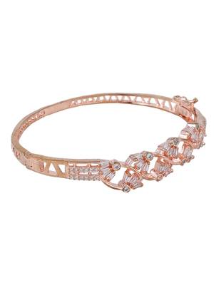 Trendy Gold Plated American Diamond Floral Pattern Stylish Bracelet 4