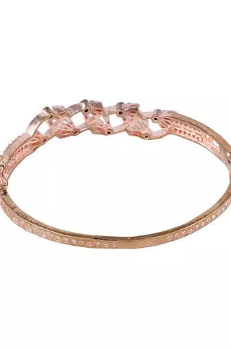 Trendy Gold Plated American Diamond Floral Pattern Stylish Bracelet