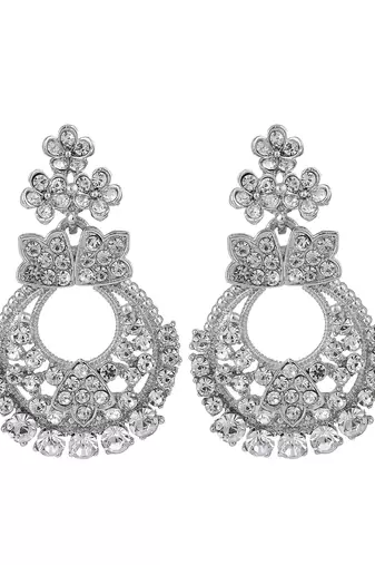 Silver Plated American Diamond Choker Set with Earring Maangtika