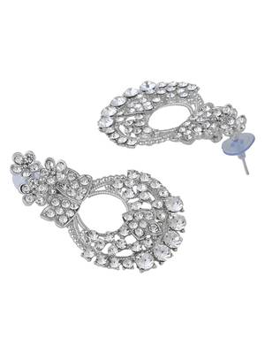 Silver Plated American Diamond Choker Set with Earring Maangtika 7