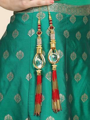 Set of 2 Gold-Toned Red Pearl Latkan 1