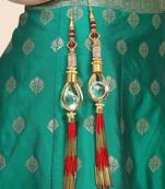 Set of 2 Gold-Toned Red Pearl Latkan