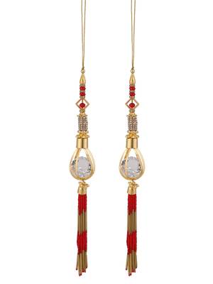 Set of 2 Gold-Toned Red Pearl Latkan 3