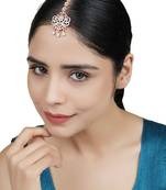 Rosegold Plated Floral Shape Amerivan Diamond Handcrafted Maangtika