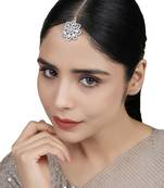 Silver-Plated White AD-Studded Handcrafted Maang Tikka