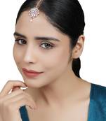 Rose Gold-Plated White CZ & AD-Studded Handcrafted Maang Tikka