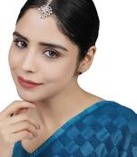 Silver-Plated & White AD-Studded Floral Maangtika