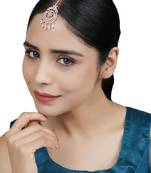 Rose Gold-Plated AD-Studded Handcrafted Maang Tika