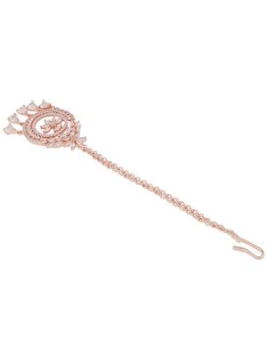 Rose Gold-Plated AD-Studded Handcrafted Maang Tika 5