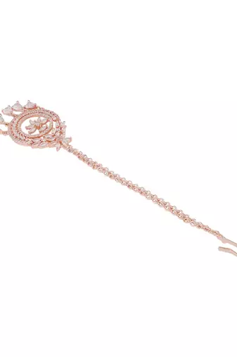 Rose Gold-Plated AD-Studded Handcrafted Maang Tika