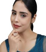 Rose Gold-Plated AD Studded Circular Handcrafted Adjustable Finger Ring