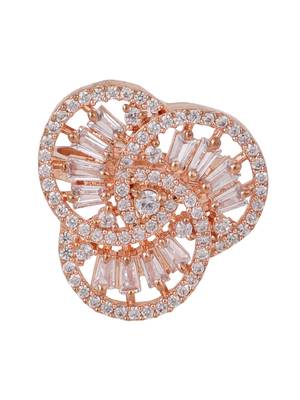 Rose Gold-Plated AD Studded Circular Handcrafted Adjustable Finger Ring 3