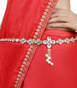 Gold-Plated & White Kundan Studded & Beaded Traditional Kamarbandh