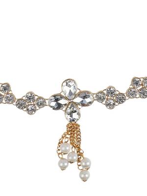 Gold-Plated & White Kundan Studded & Beaded Traditional Kamarbandh 3