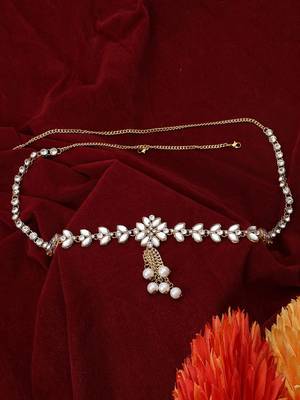 Gold-Plated Kundan Studded & Beaded Traditional Kamarbandh 2