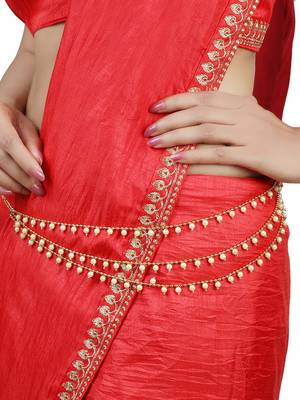 Gold-Plated & White Beaded 3 Layered Waist Chain 1