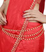 Gold-Plated & White Beaded 3 Layered Waist Chain