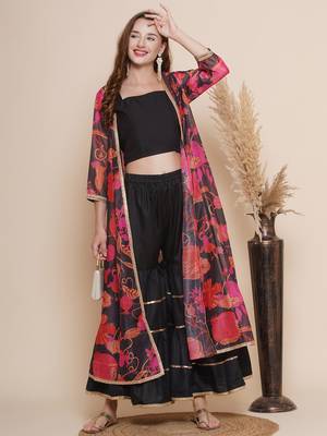Black Print Cotton Blend Kurta Set 1