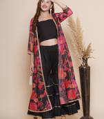 Black Print Cotton Blend Kurta Set