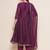 Purple Print Chanderi Silk Flared Kurta Set