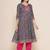 Blue Print Cotton Blend Anarkali Kurta Set