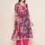 Purple Print Cotton Blend Flared Kurta Set