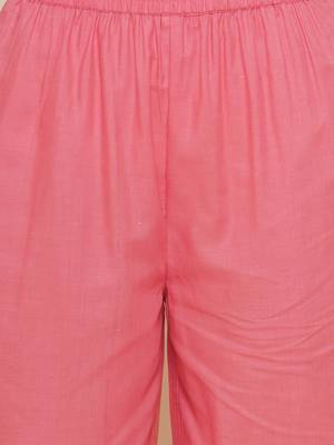 Peach Solid Cotton Blend Anarkali Kurta Set 5
