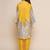 Yellow Print Cotton Blend A-Line Kurta Set