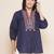 Navy Blue Embroidered Cotton Tunic