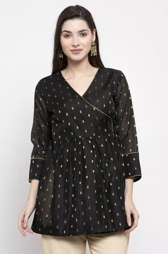 Black Print Silk Tunic