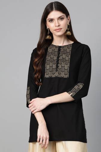 Black Print Cotton Tunic