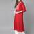 Red Embroidered Cotton Blend Flared Kurta Set